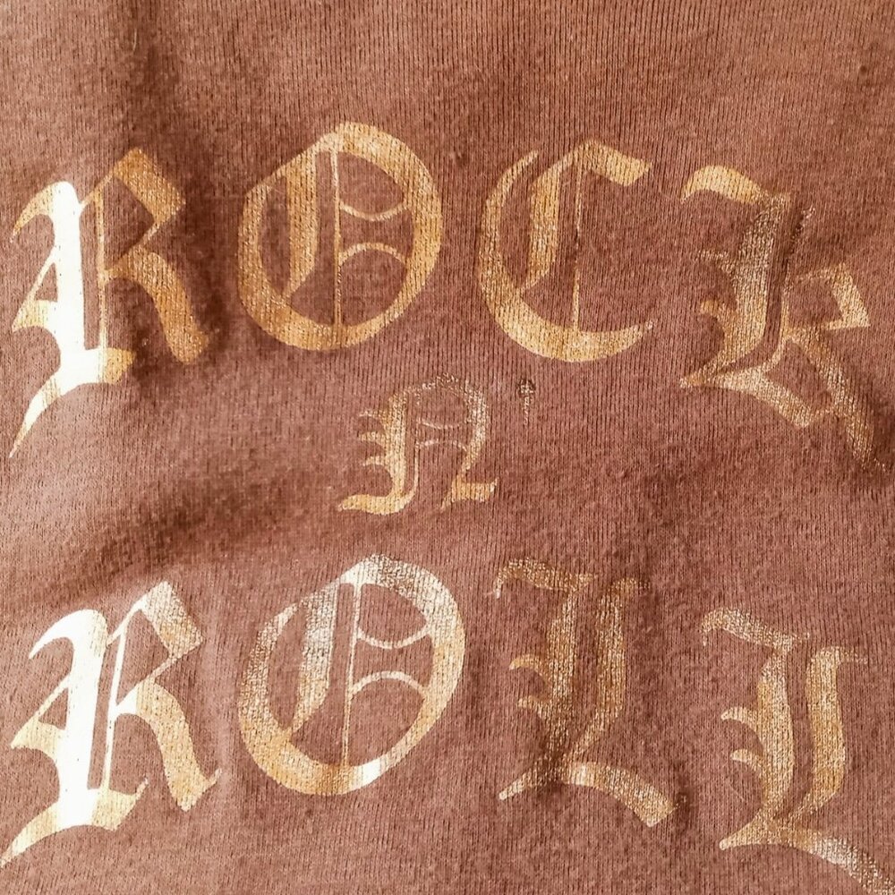 Cool Shimmery Maurice’s Copper Gold Sequins Rock-n-Roll Brown Short Sleeve Top - Picture 14 of 16